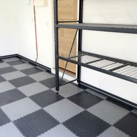 Grey Check Pattern Garage Flooring