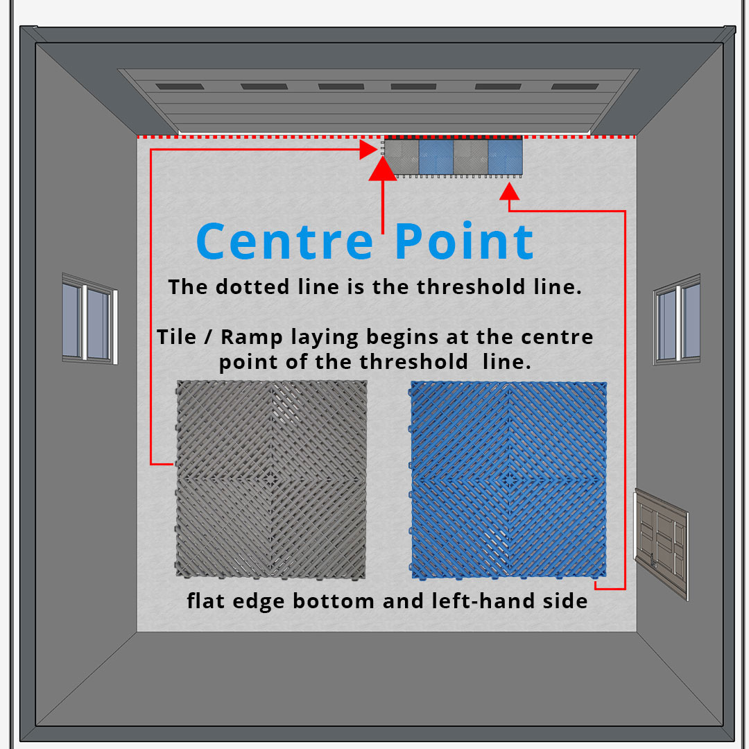 How to install MotoVent Floor Tiles Stage 2 Draw a tile ramp line, mark the centre & lay tiles